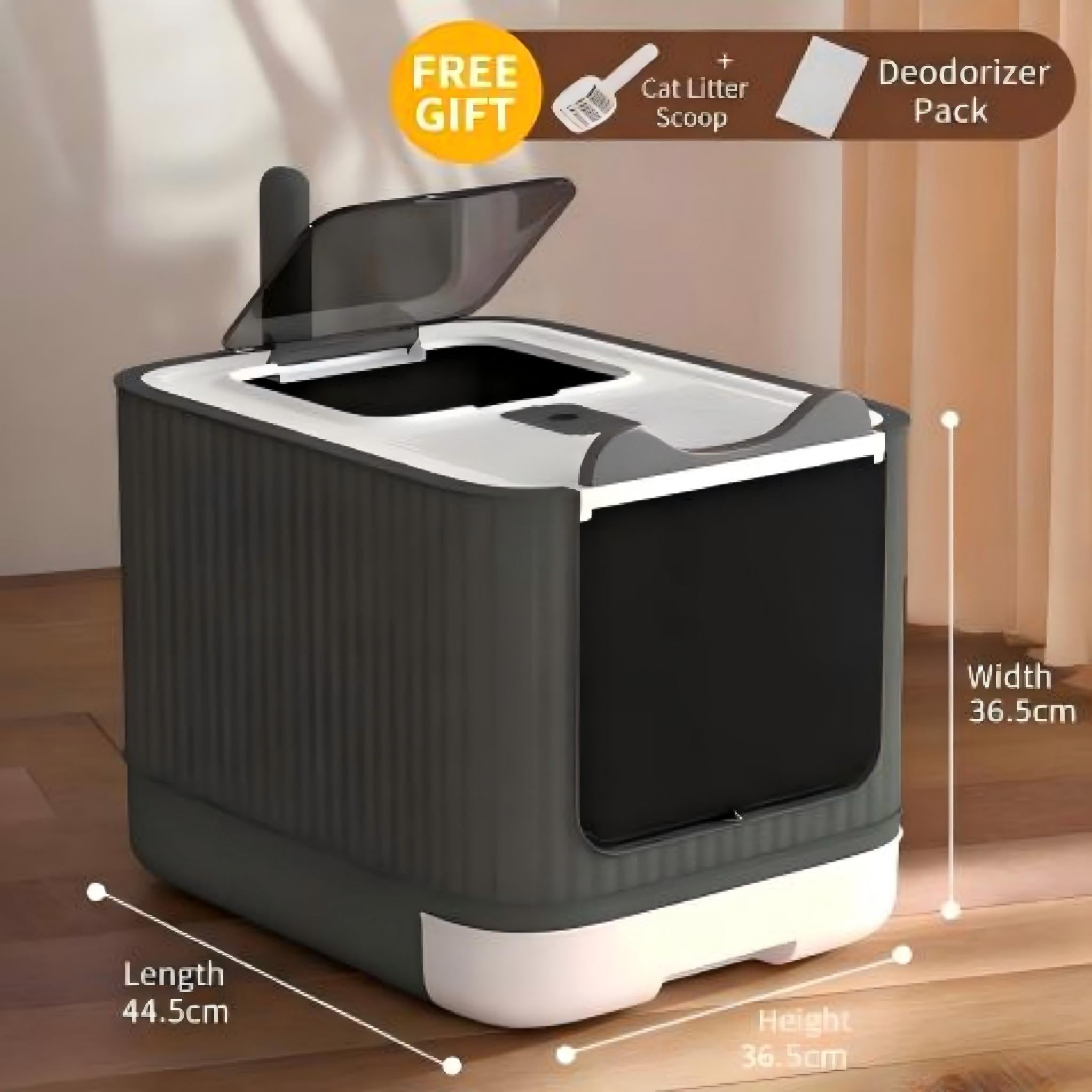 Fully Enclosed Cat Litter Box with Drawer Tray and Odor Control