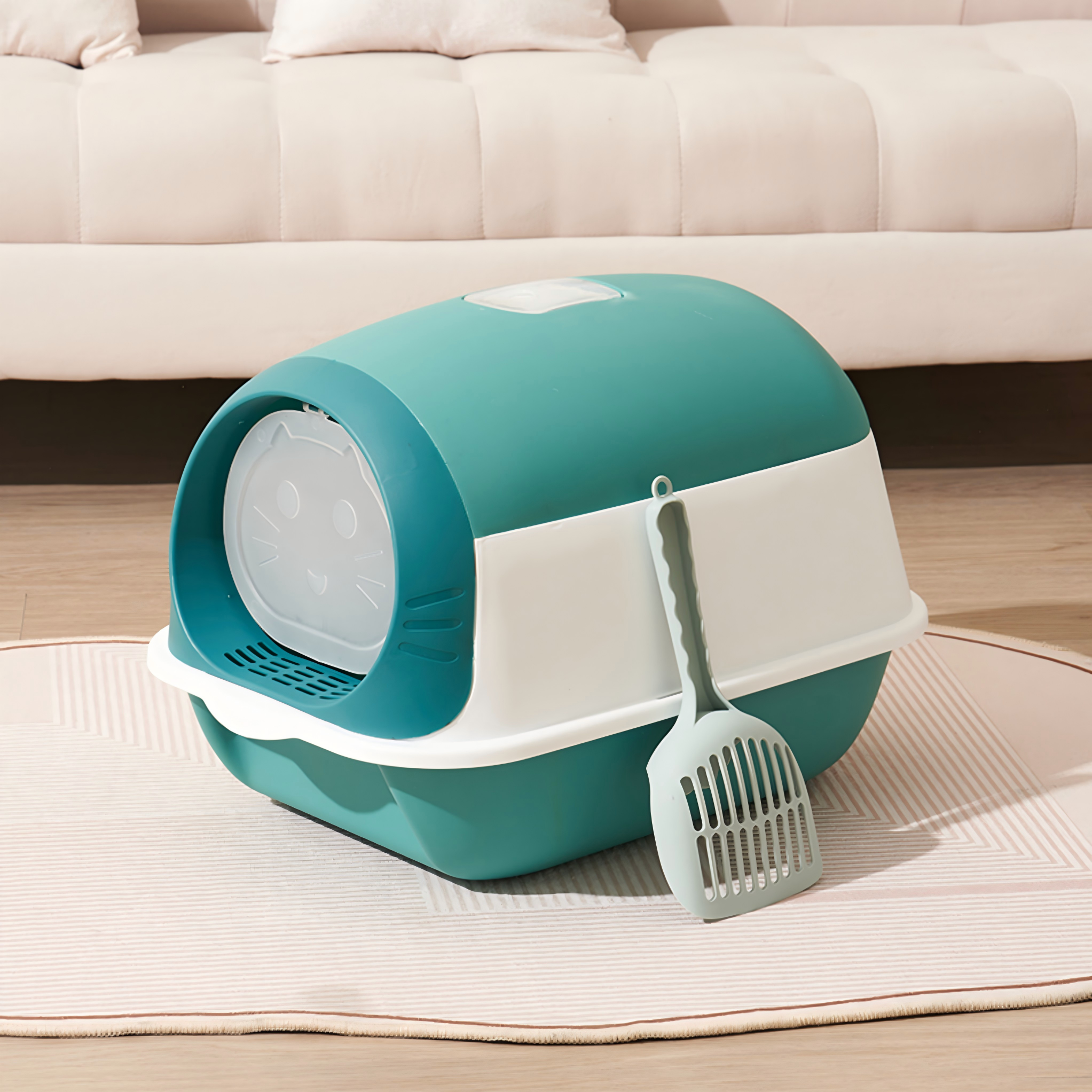 Fully Enclosed Cat Litter Box with UV Sterilization, Odor Control, and Anti-Splash Design
