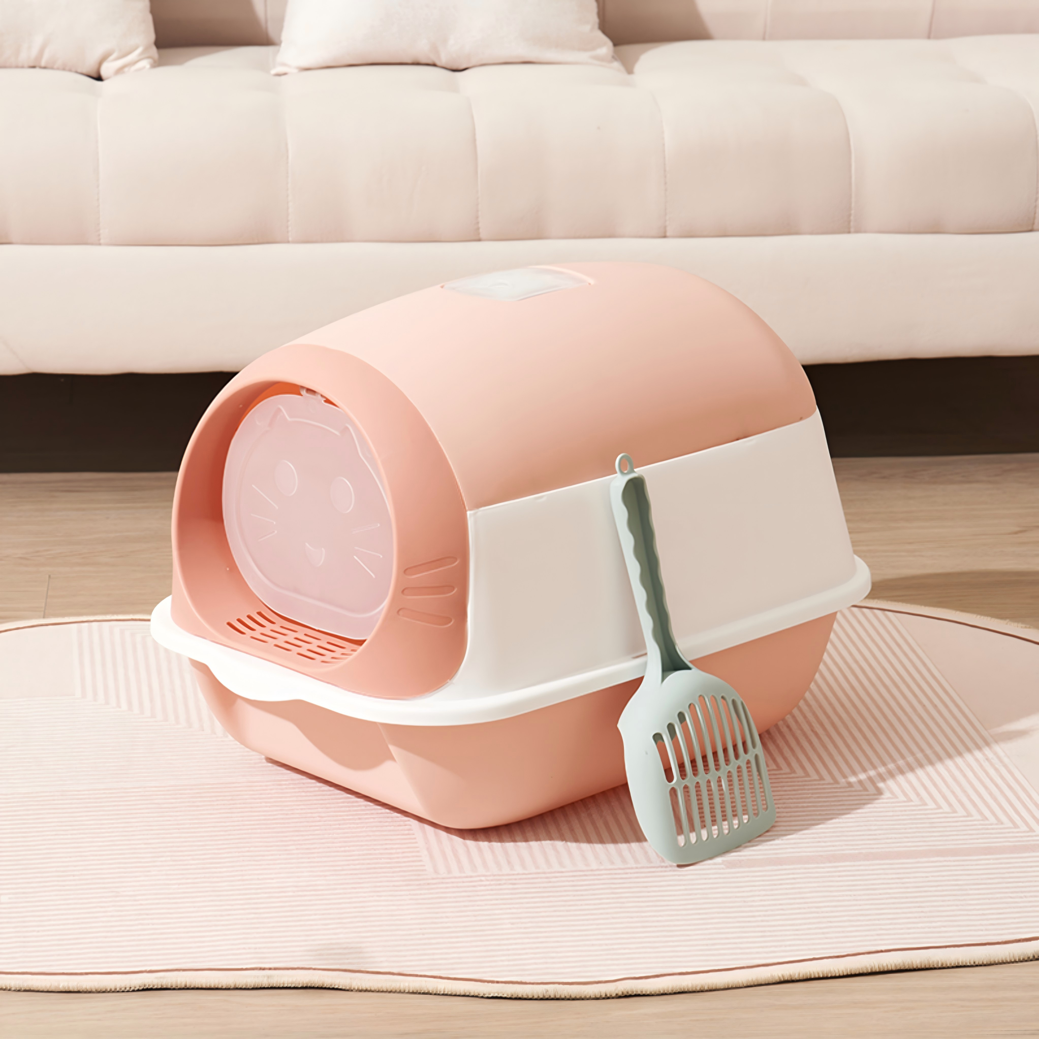 Fully Enclosed Cat Litter Box with UV Sterilization, Odor Control, and Anti-Splash Design