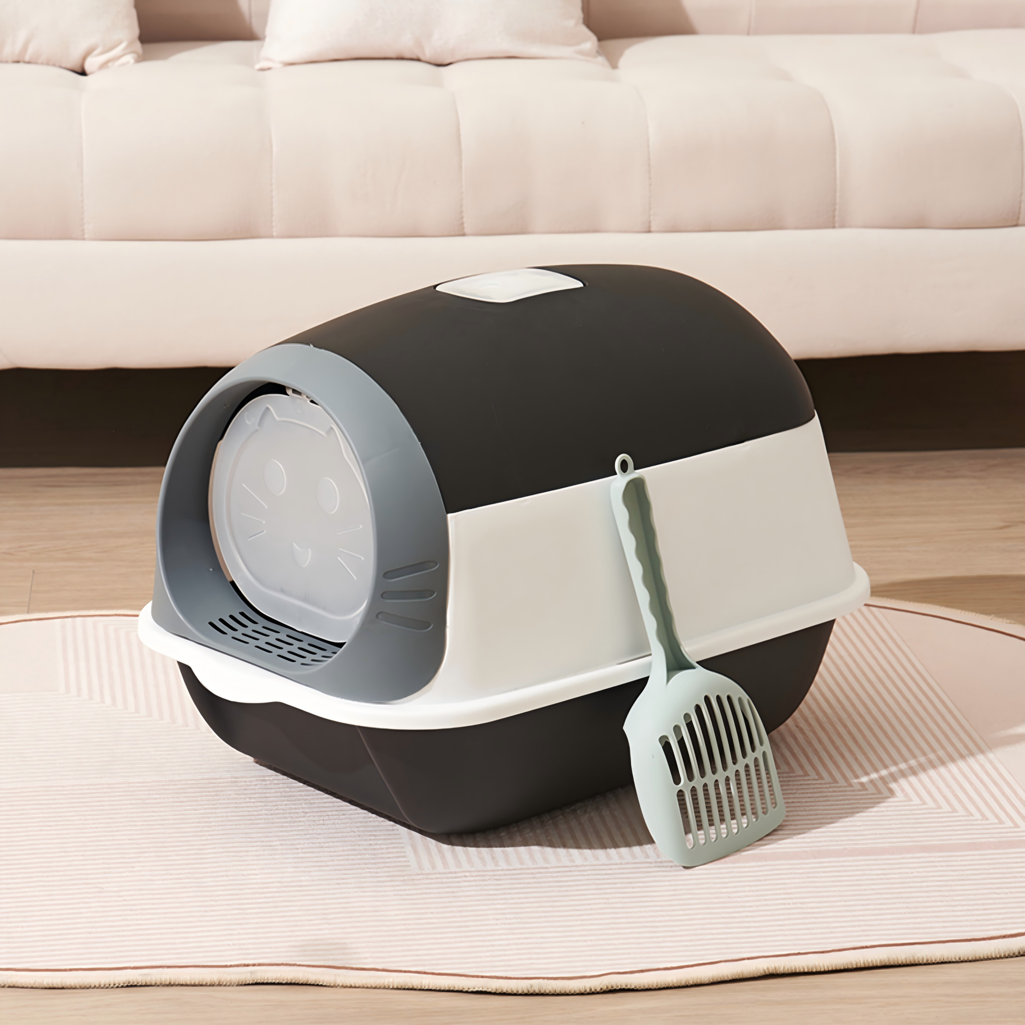 Fully Enclosed Cat Litter Box with UV Sterilization, Odor Control, and Anti-Splash Design