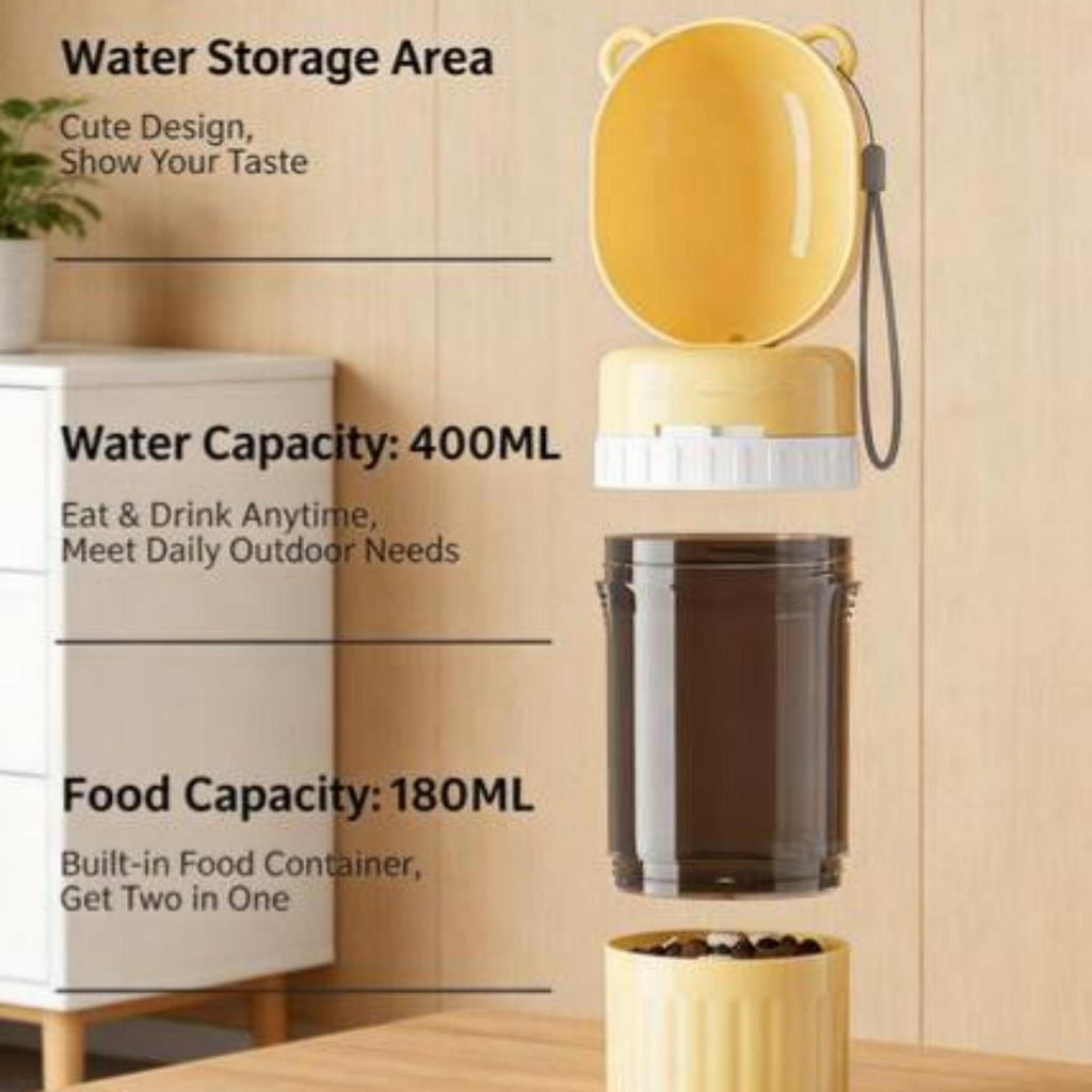 Portable 2 in 1 Pet Water and Food Bottle | Travel Cup for Dogs & Cats