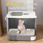 Fully Enclosed Cat Litter Box with Drawer Tray and Odor Control