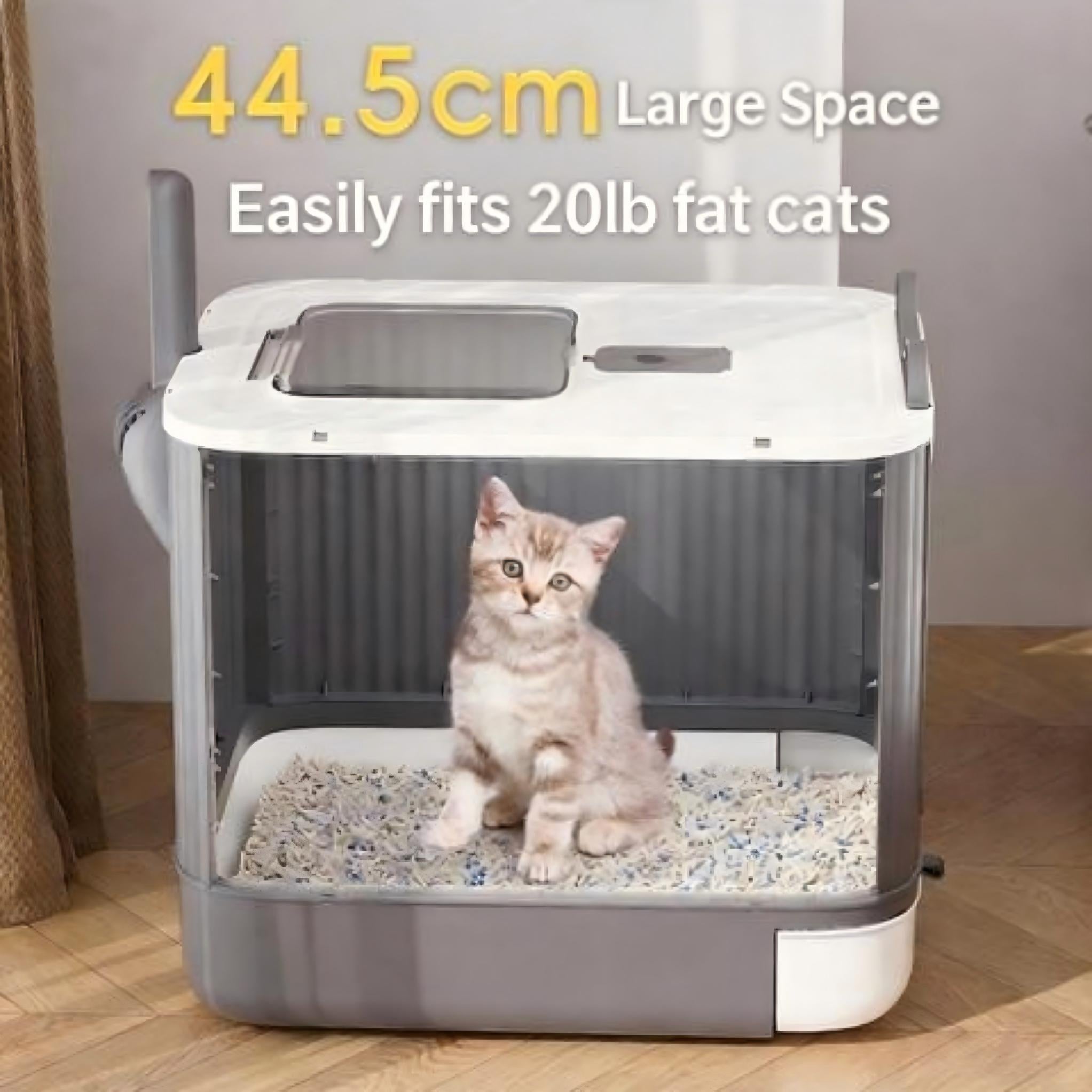 Fully Enclosed Cat Litter Box with Drawer Tray and Odor Control