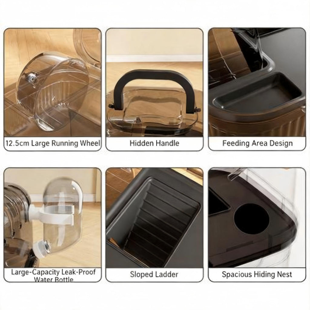 Large Hamster Cage / Villa | Detachable Habitat with Platform & Running Wheel