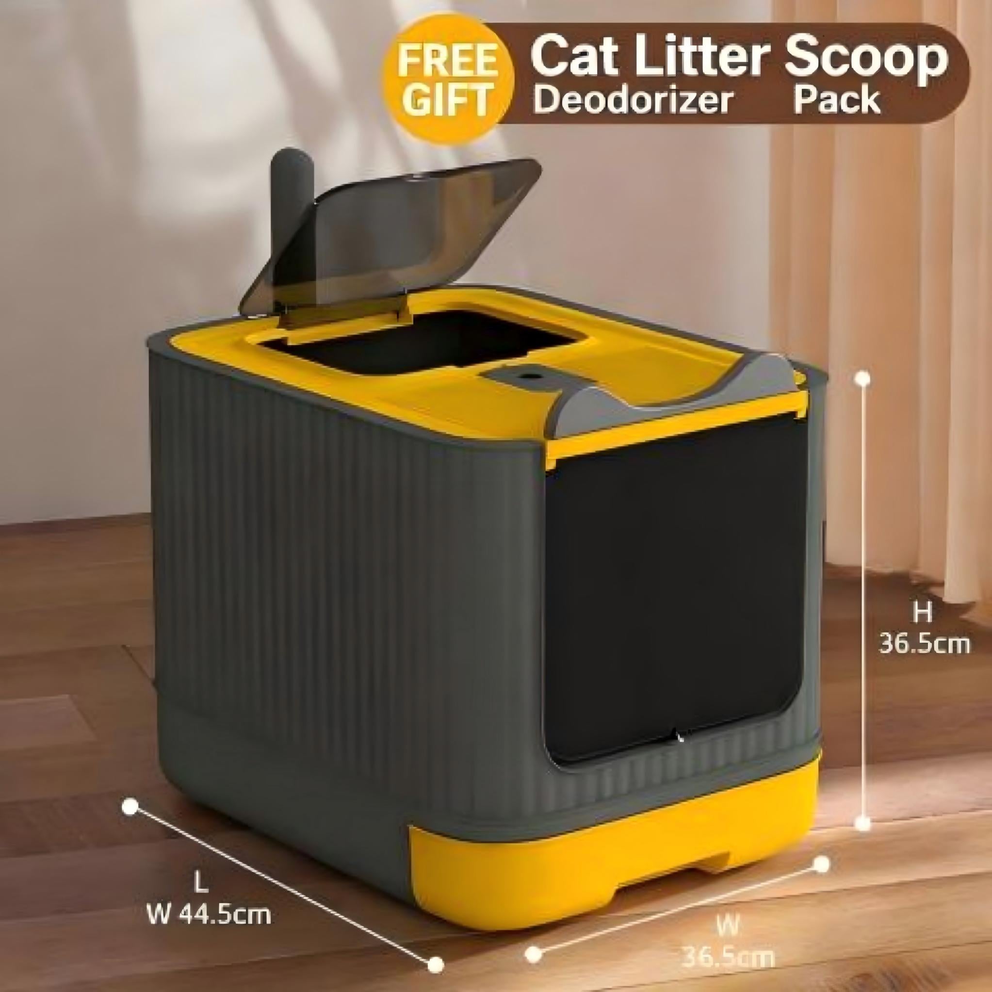 Fully Enclosed Cat Litter Box with Drawer Tray and Odor Control