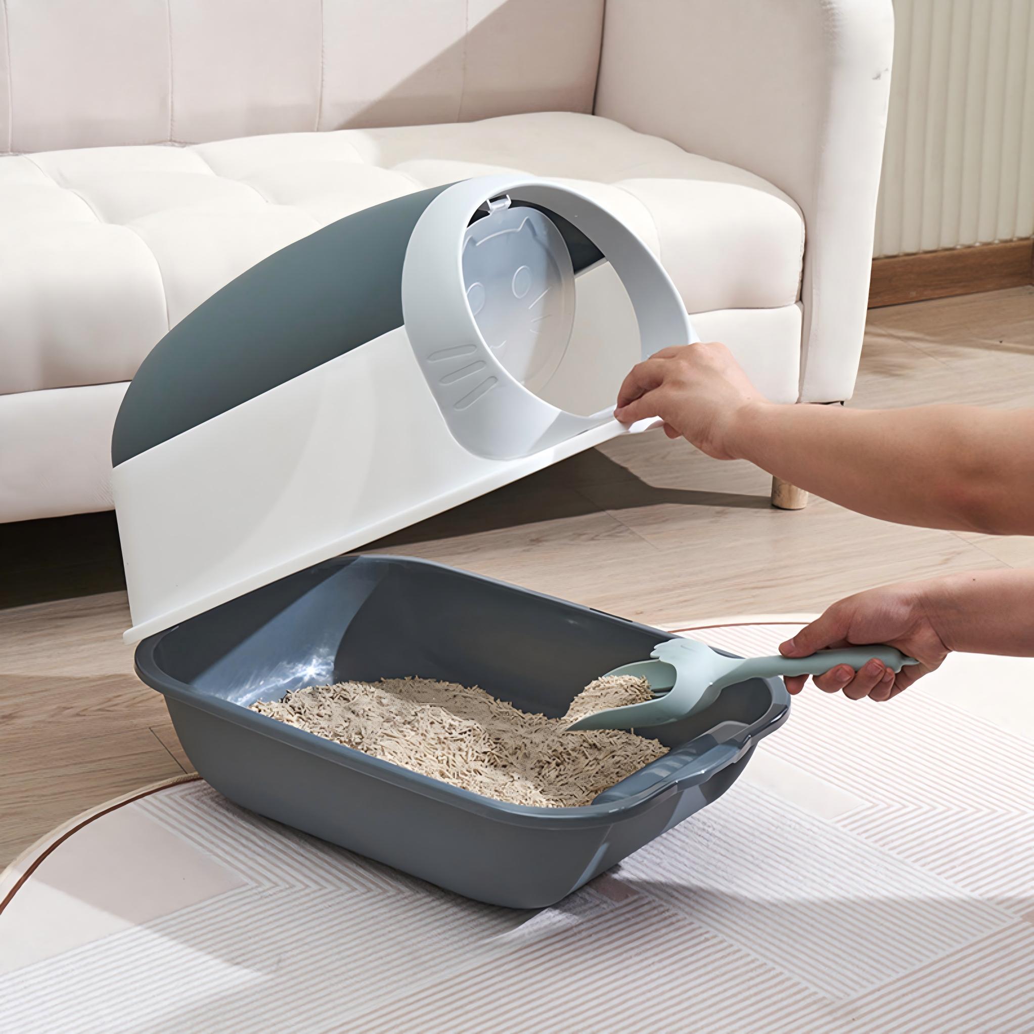 Fully Enclosed Cat Litter Box with UV Sterilization, Odor Control, and Anti-Splash Design