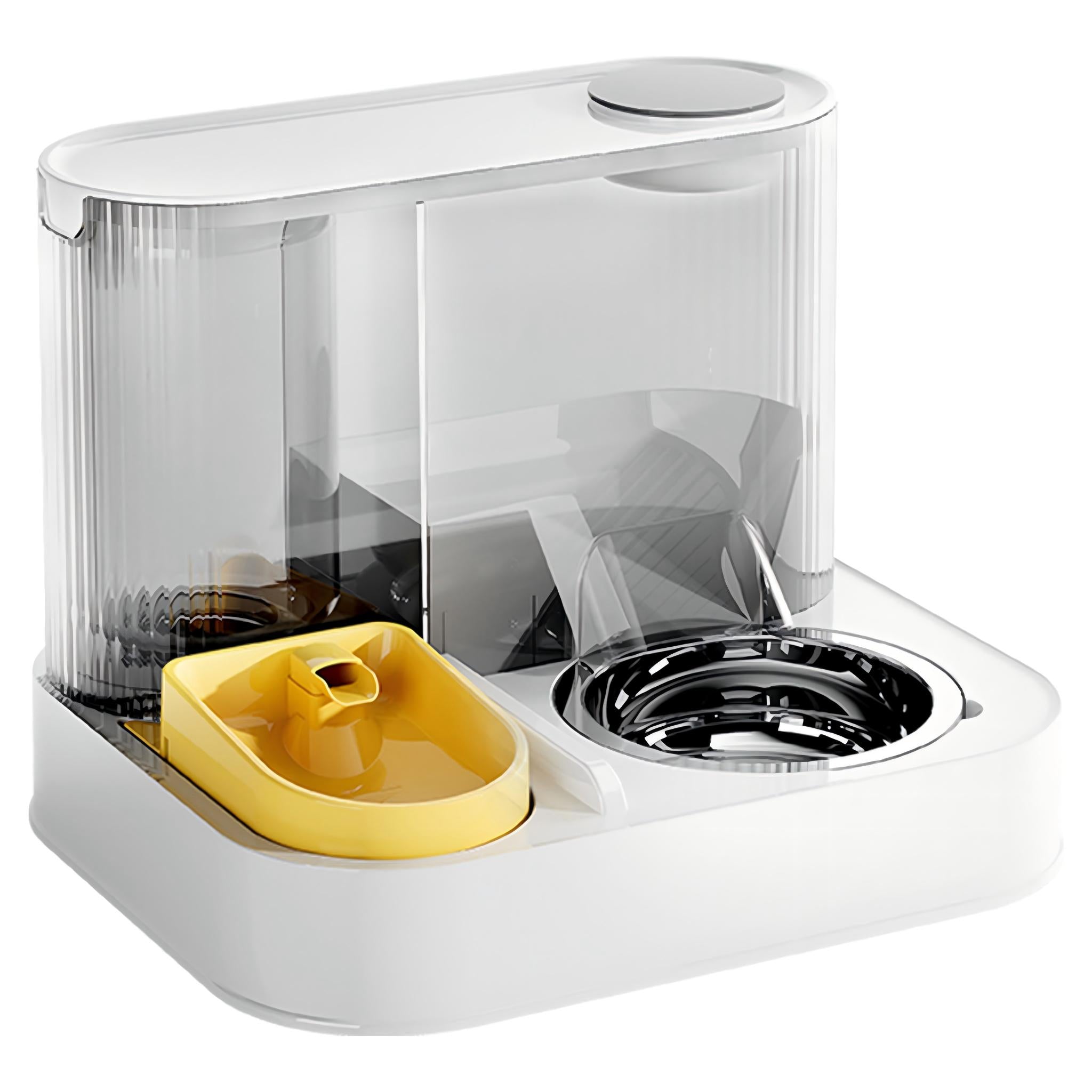 2-in-1 Pet Bowl & Water Dispenser | Automatic Circulating Water & Food Station with Wide Food Slot, 1L Reservoir, Stainless Steel Bowl