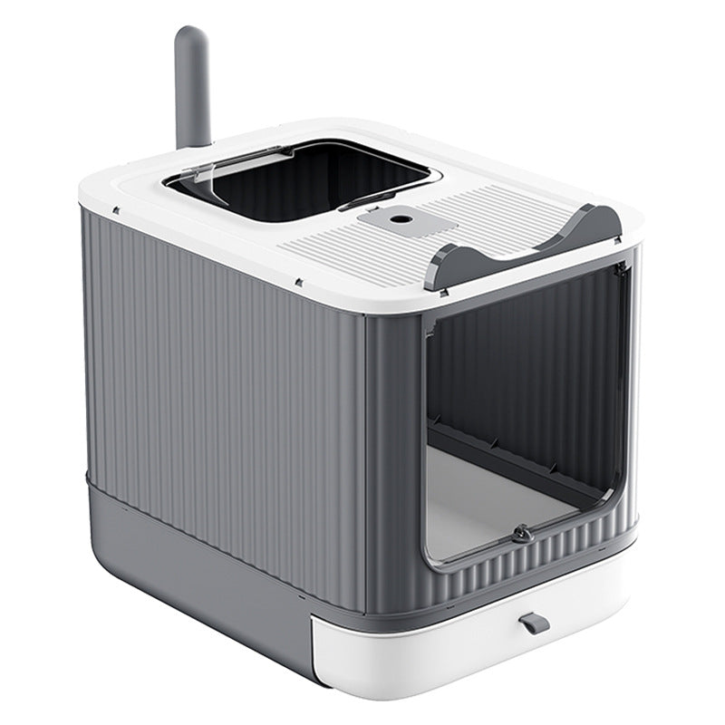 Fully Enclosed Cat Litter Box with Drawer Tray and Odor Control