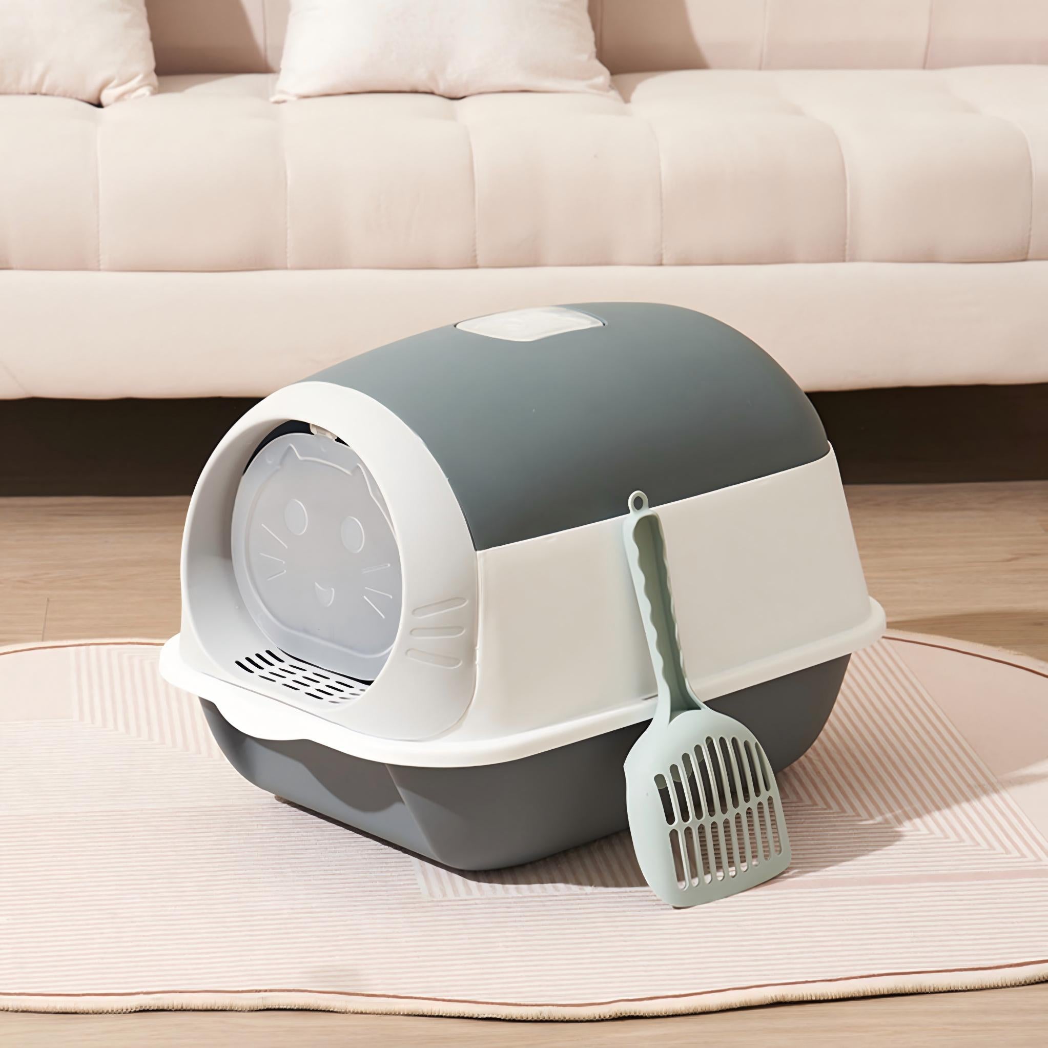 Fully Enclosed Cat Litter Box with UV Sterilization, Odor Control, and Anti-Splash Design