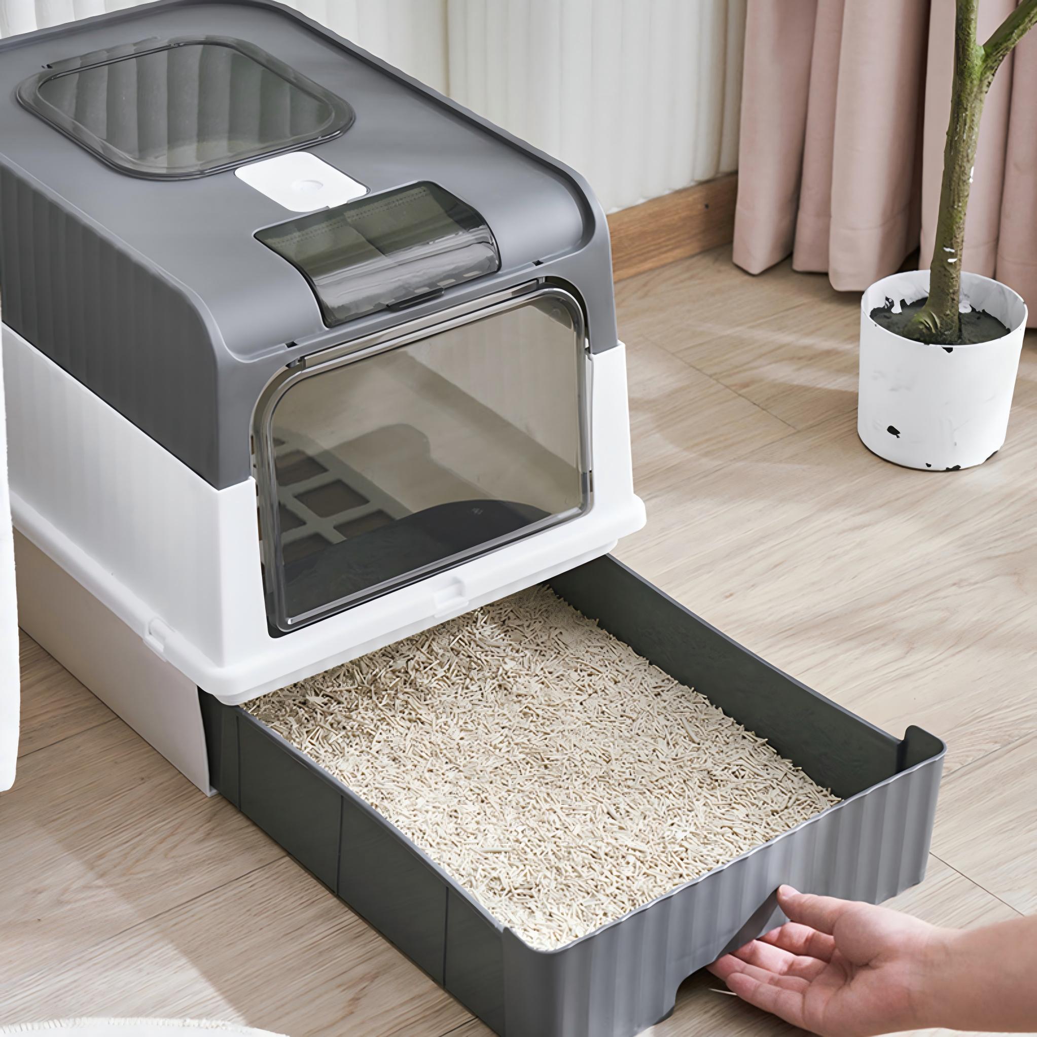 Front Entry & Top Exit Cat Litter Box with UV Antibacterial System and Drawer Tray