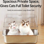 Extra Large Stainless Steel Cat Litter Box with Lid | Enclosed Anti-Splash Cat Toilet