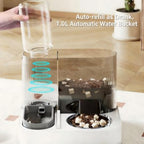 2-in-1 Pet Bowl & Water Dispenser | Automatic Circulating Water & Food Station with Wide Food Slot, 1L Reservoir, Stainless Steel Bowl