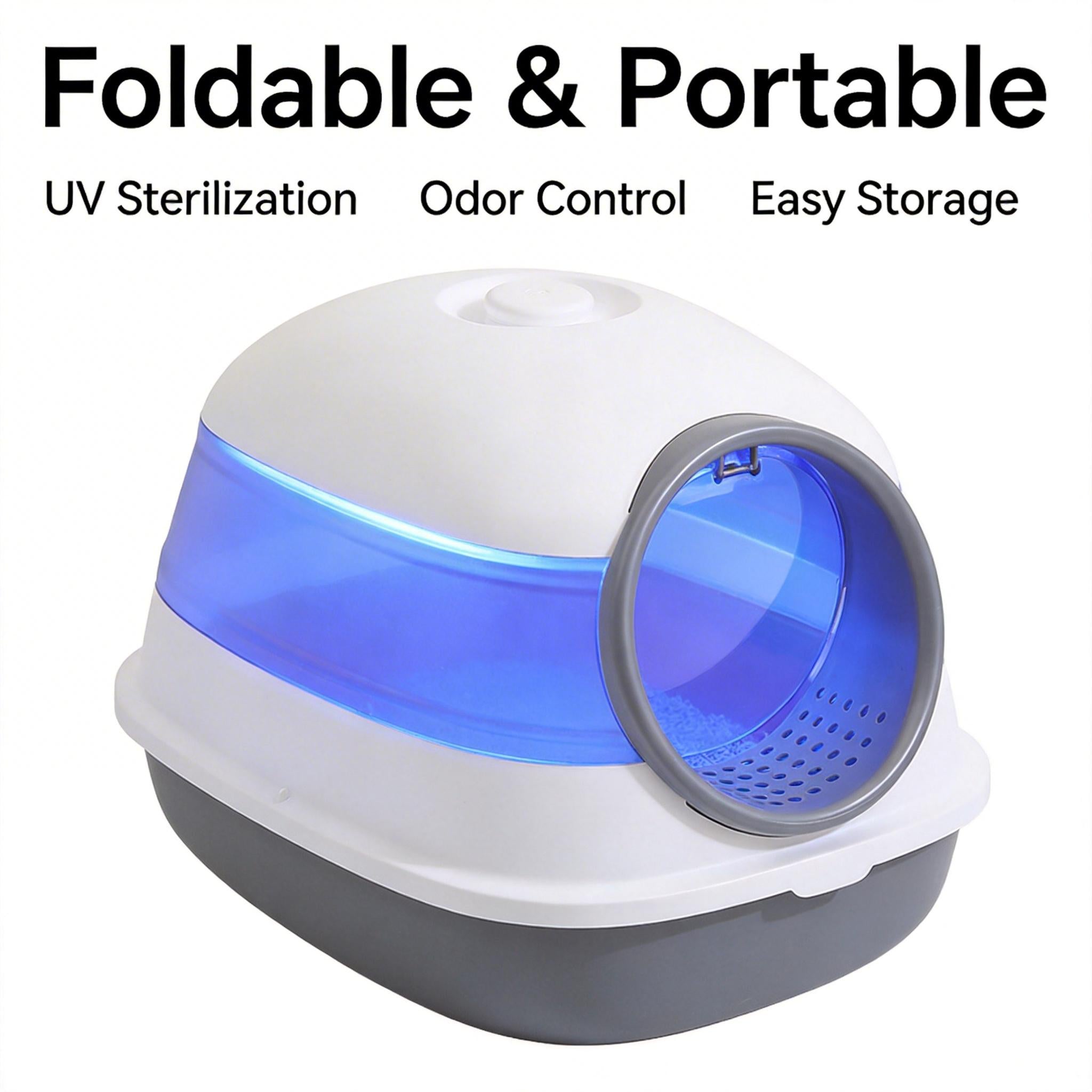 Foldable Spaceship Cat Litter Box – Portable and Easy-to-Carry Design